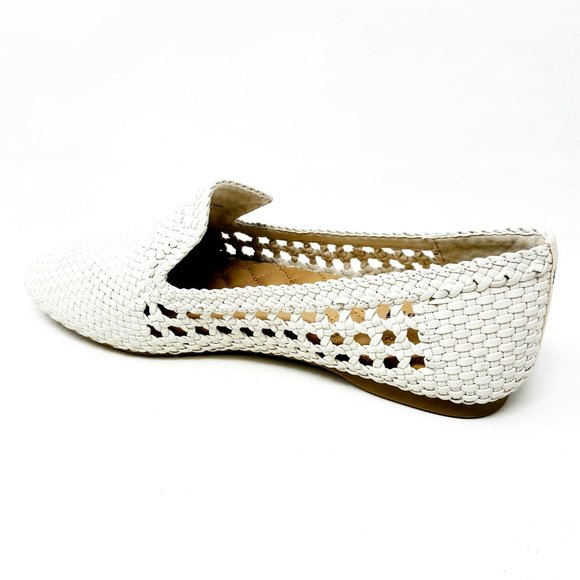 Birdies The Starling White Woven Womens Slip On Vegan Leather Loafers - Picture 3 of 5